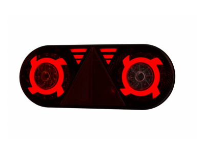 Lampa zespolona tylna z trójkątem odblask. HOR 105, STELLA, diodowa 12/24 V, lewa (6-funkcyjna, przewód okrągły 6x0,5 mm2, długość 2 m)